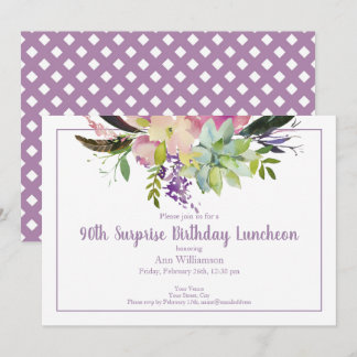 Purple Watercolor Floral 90 Einladung