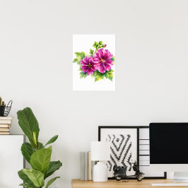 Purple Watercolor Flower Illustration Poster
