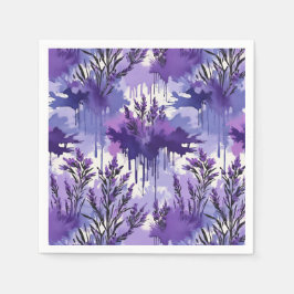 Purple Watercolor with Florals Serviette
