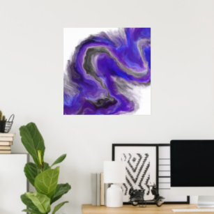 Purple Wavy Abstract Digital Painting Poster