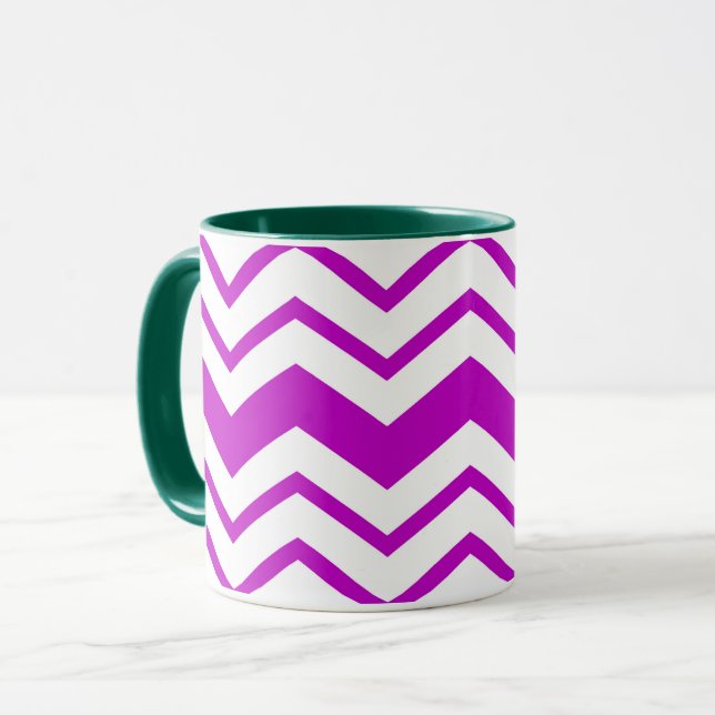Purple White Chevron Zigzag Pattern Design  Tasse (Vorderseite Links)