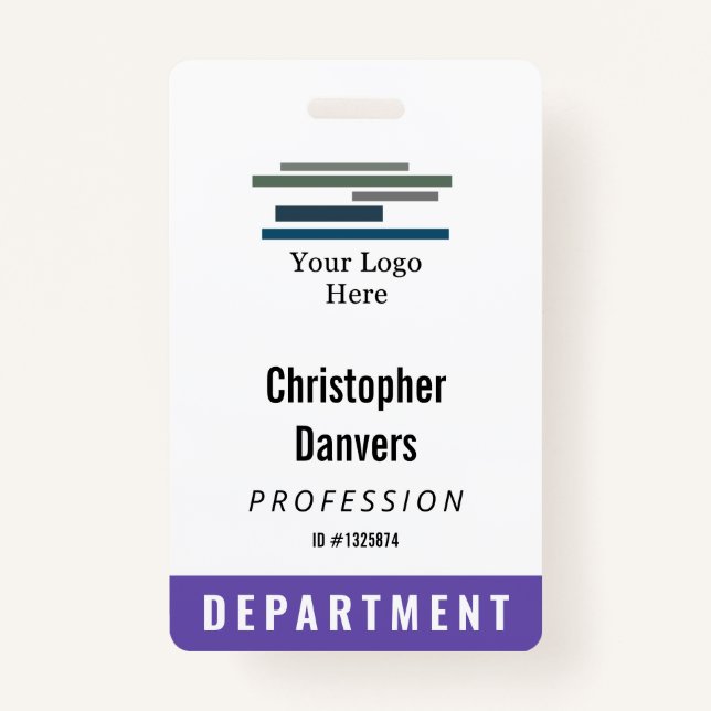Purple White Employee ID Large Logo Badge Ausweis (Vorderseite)