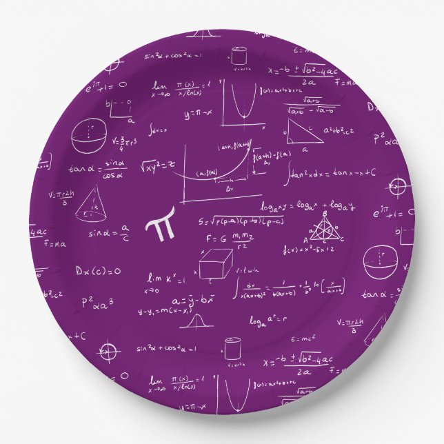 Purple White Math Equations Graphics Graduation Pappteller (Vorderseite)