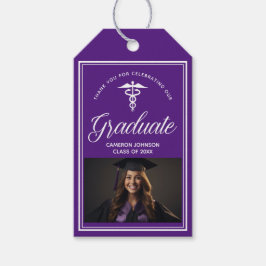 Purple White Medical School Photo Graduation Party Geschenkanhänger