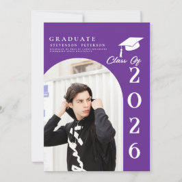 Purple & White Photo Graduation announcement Einladung