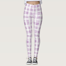 Purple White Plaid Stripes Leggings