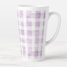 Purple White Plaid Stripes Milchtasse