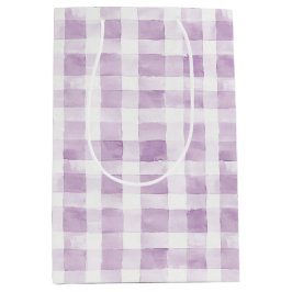 Purple White Plaid Stripes Mittlere Geschenktüte