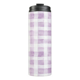 Purple White Plaid Stripes Thermosbecher