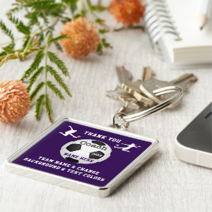 Purple White Present for Soccer Coach Personalized Schlüsselanhänger