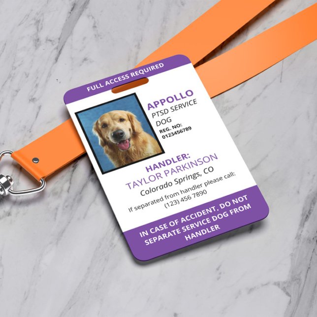Purple White Service Dog Photo ID Ausweis (Von Creator hochgeladen)