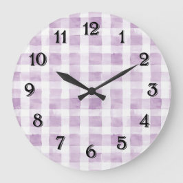 Purple White Stripes Baby Shower Große Wanduhr