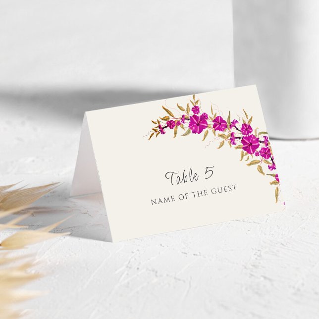 Purple Wild Trumpet Vine Flower Wedding Place Card Tischnummer (Von Creator hochgeladen)