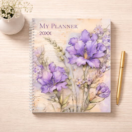 Purple Wildflower Aesthetic Daily Weekly Planer
