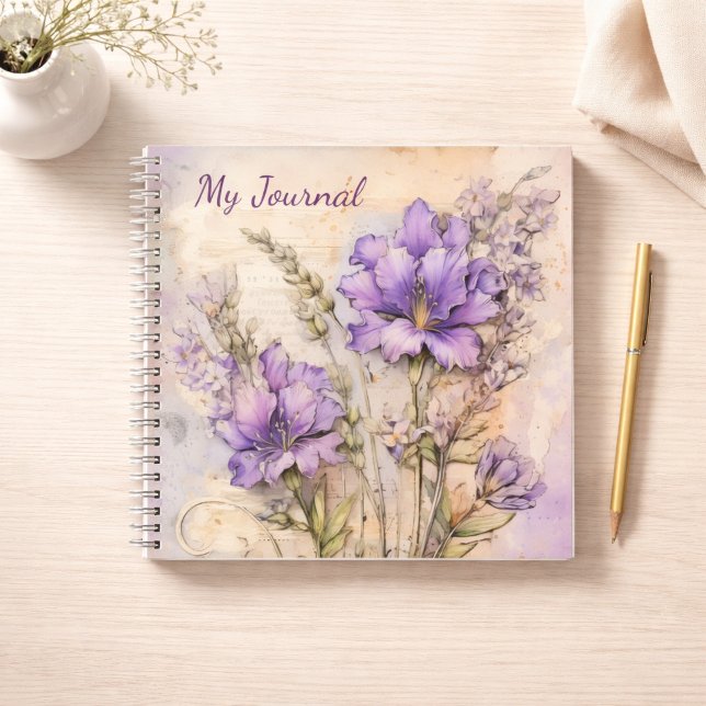 Purple Wildflower Aesthetic Writing Journal Notizbuch (Von Creator hochgeladen)