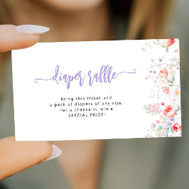 Purple wildflower baby in bloom diaper raffle begleitkarte