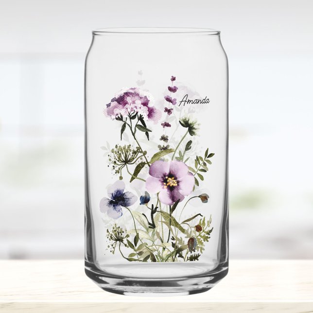 Purple Wildflower Bouquet Watercolor Floral Dosenglas (In situ)
