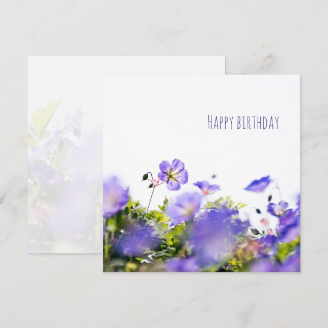 Purple Wildflower Happy Birthday Card Karte (Vorne/Hinten)