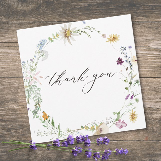 Purple Wildflower Watercolor Minimalist Wedding Dankeskarte (Purple Wildflower Watercolor Minimalist Wedding Thank You Card)