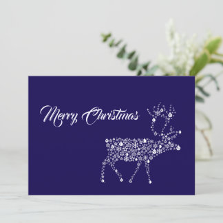 Purple wish card Merry Christmas reindeer Feiertagskarte