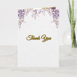 👉 Purple Wisteria Gold Floral Monogram Wedding En Karte