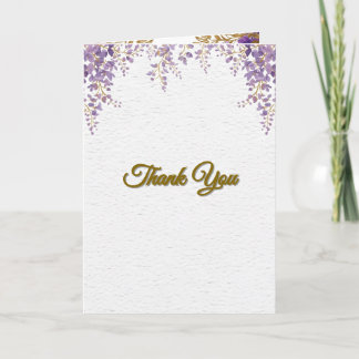 👉 Purple Wisteria Gold Floral Monogram Wedding En Karte
