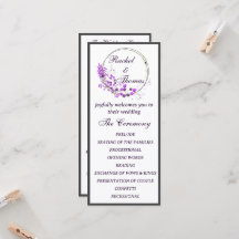 Purple Wisteria Themed Wedding Programm