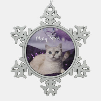 Purple XMAS Cats Schneeflocken Zinn-Ornament