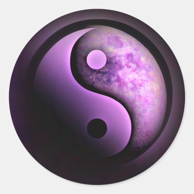 Purple Yin Yang Moon Runder Aufkleber (Vorderseite)
