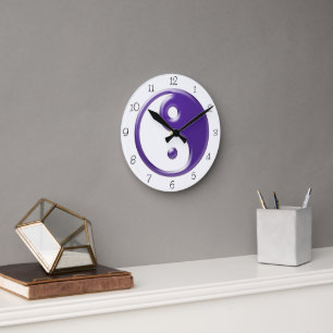 Purple Yin Yang Round Clock Runde Wanduhr