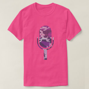 PurpleBerry Camouflage-Muster Vintage-Mikrofon T-Shirt