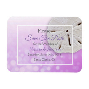 Purplel Sand Dollar Hochzeit Retten Sie das Date M Magnet