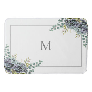 Purplisch Hydrangeas Eucalyptus Mit Monogramm Badematte