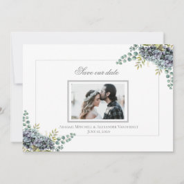 Purplish Hydrangeas Eucalyptus-Foto Save the Date