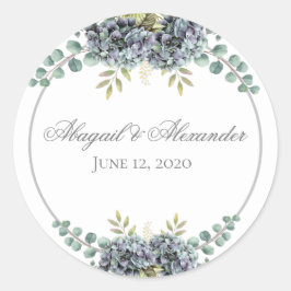 Purplish Hydrangeas Eucalyptus Round Sticker