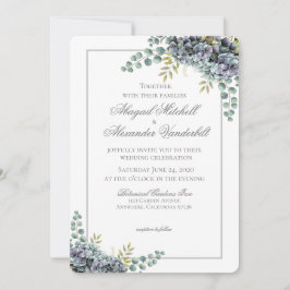Purplish Hydrangeas Eucalyptus Wedding Einladung