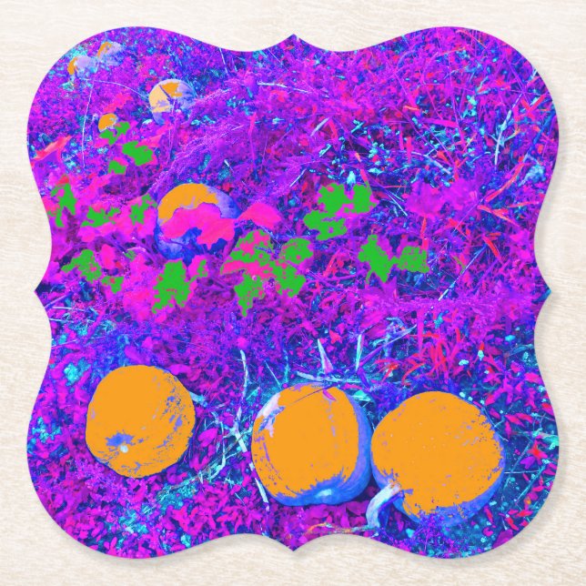 Purplish Pumpkin Field in Pop Art Style Untersetzer (Vorderseite)