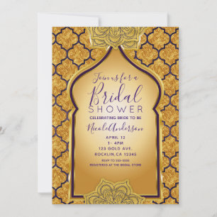 Purpur Gold Königliche Indische Arabische Braut Du Einladung