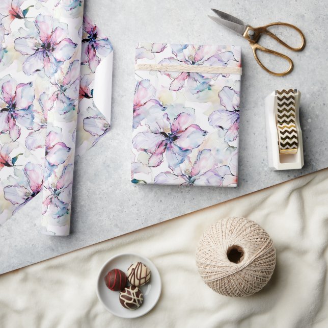 Purpur Insel Blumen Geburtstag Geschenkpapier (Kunsthandwerk)