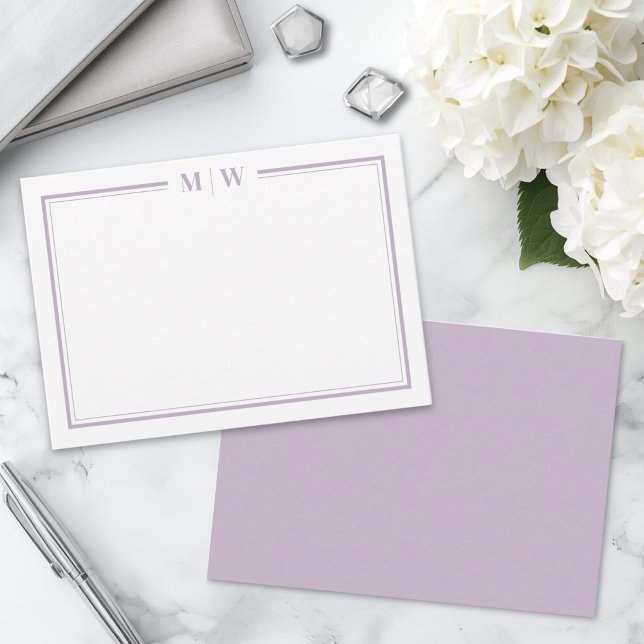 Purpur-minimalistisches Monogramm Mitteilungskarte (Purple Minimalist Monogram Note Card)
