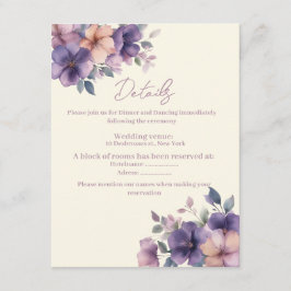 Purpur, rosa Blume auf der Hochzeitskarte Begleitkarte