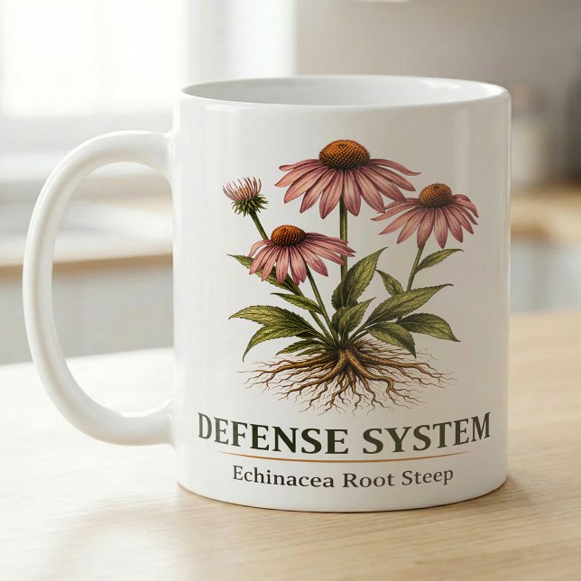 Purpur-Sonnenhut Botanische Studie Kaffeetasse (Von Creator hochgeladen)
