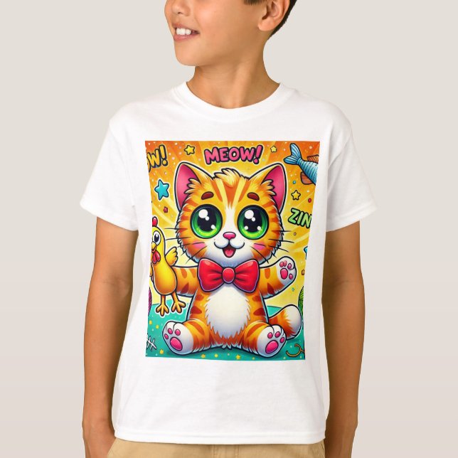 "Purpur spielerisches Cat-T-Shirt" T-Shirt (Vorderseite)