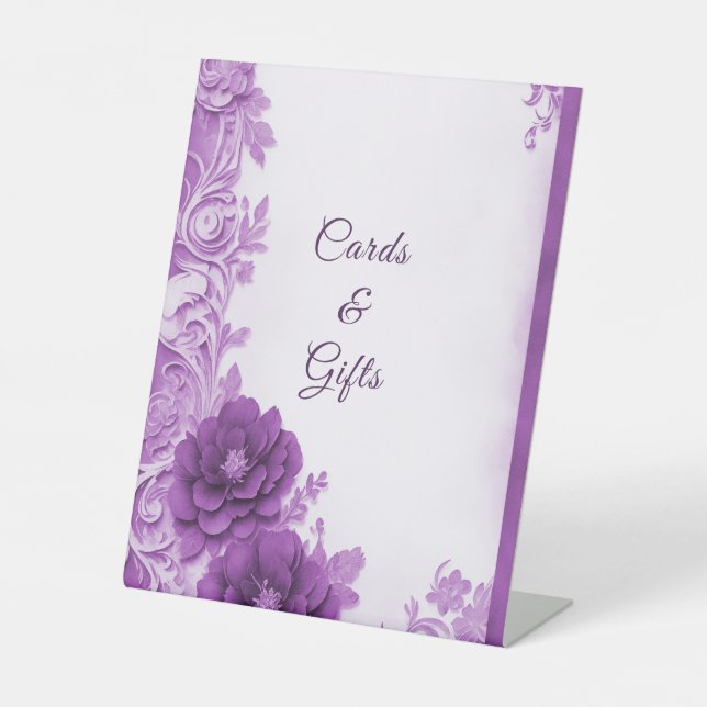 Purpurblumen Blühte Tabletop-Zeichen Sockelschild (Vorderseite)