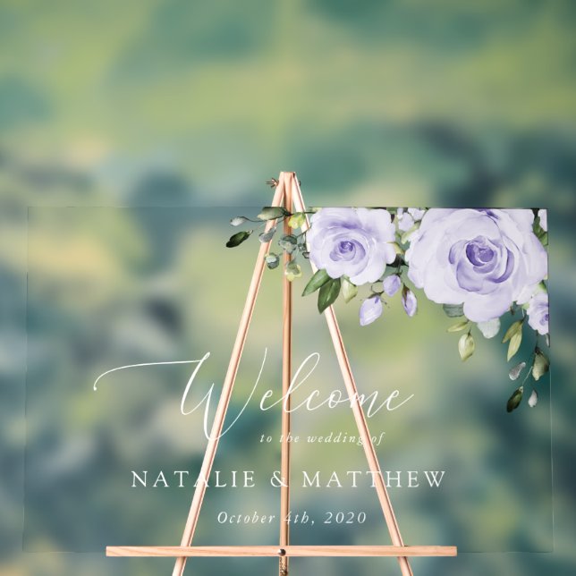 Purpurblumen, Lilac-Blume, Begrüßung Acrylschild (Neutral)