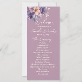 Purpurfarbene, rosa Blume zum Hochzeitsprogramm