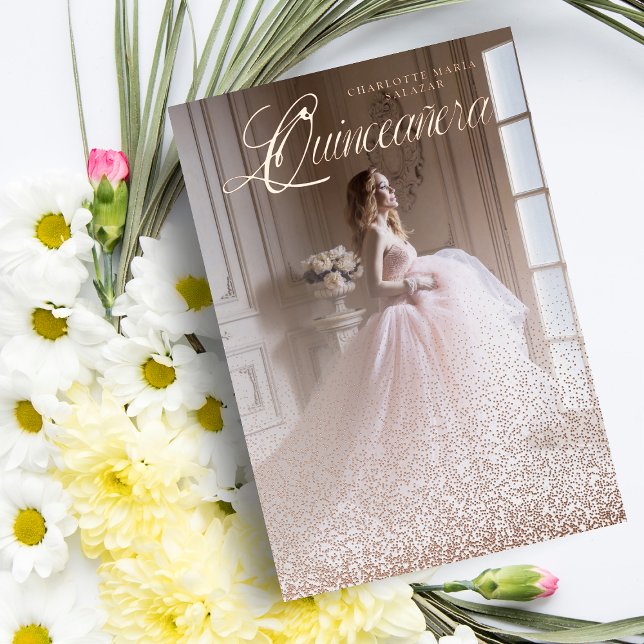 Purpurina Oro Rosa Tendencia XV Español Foto Folieneinladung (Von Creator hochgeladen)