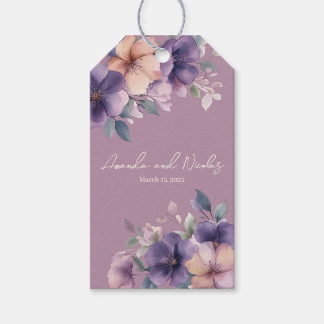 Purpurrosa Blume Hochzeitsgeschenk Geschenkanhänger (Vorderseite)