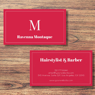 Purpurrot Luxus Personalisierter Monogramm Buchsta Visitenkarte