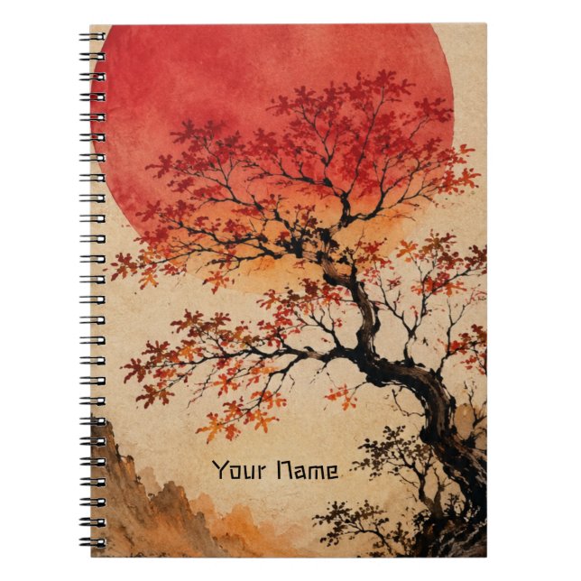 Purpurrote Sonne über dem Baum des Lebens Notizblock (Vorderseite)